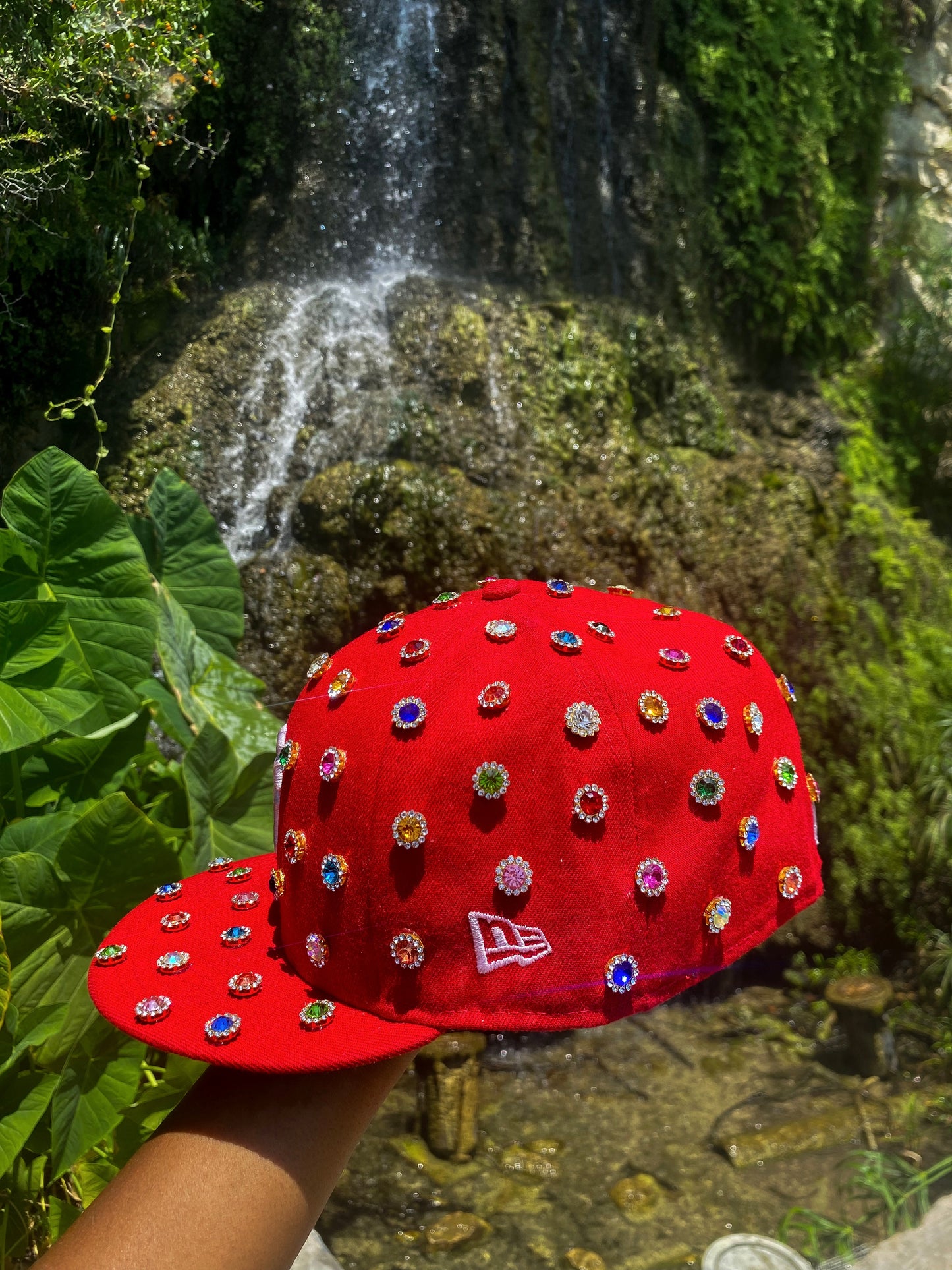 Colorful Rhinestone Fitted